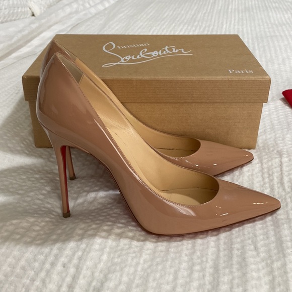Authentic Christian Louboutin nude 38.5 red bottoms heels - Picture 7 of 9